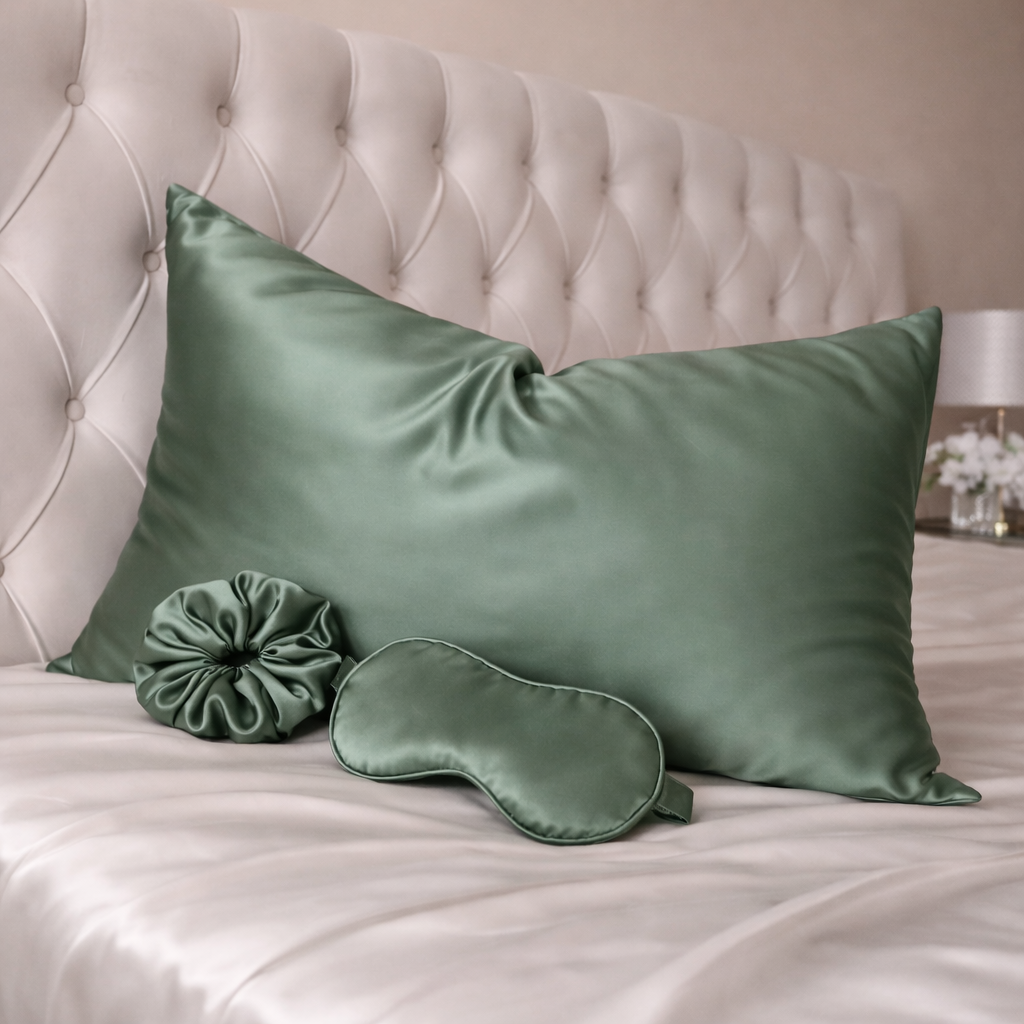 Satin Sleep Essentials Set – Pillowcase, Eye Mask & Scrunchie