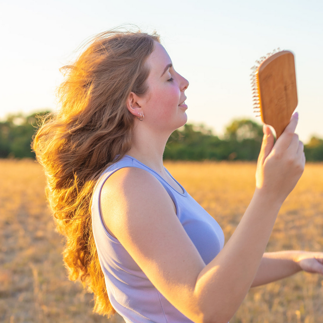 Natural Bamboo Hair Brush - Square