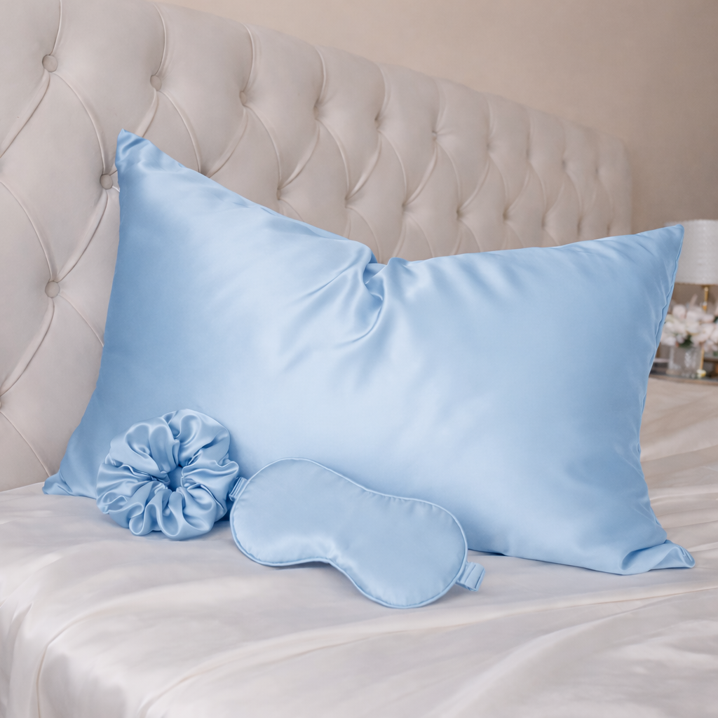 Satin Sleep Essentials Set – Pillowcase, Eye Mask & Scrunchie