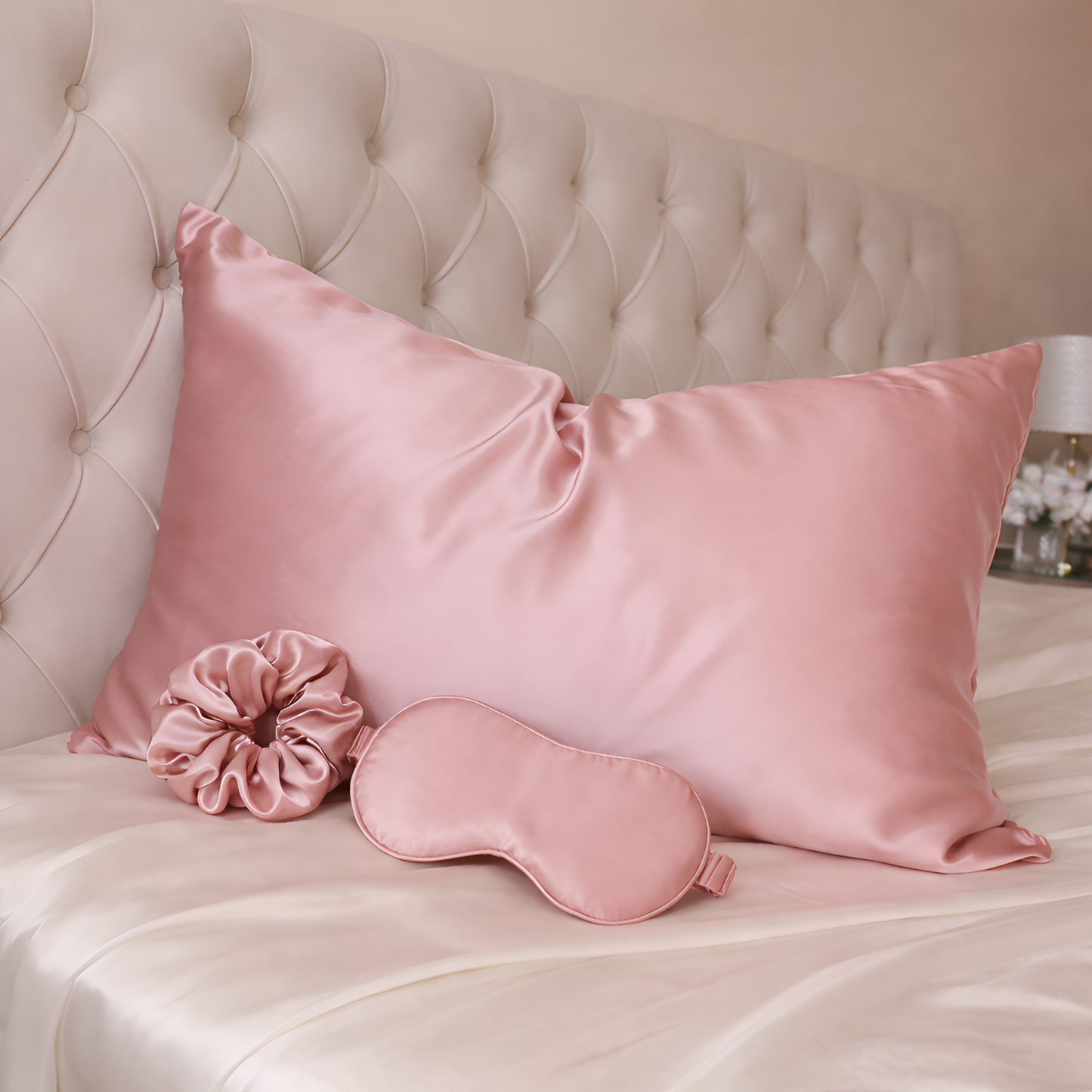 Satin Sleep Essentials Set – Pillowcase, Eye Mask & Scrunchie