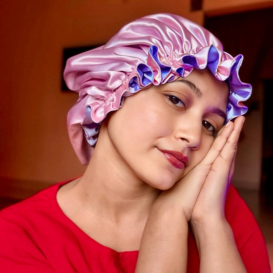 Premium Double Sided Ruffles Silk Hair Bonnet
