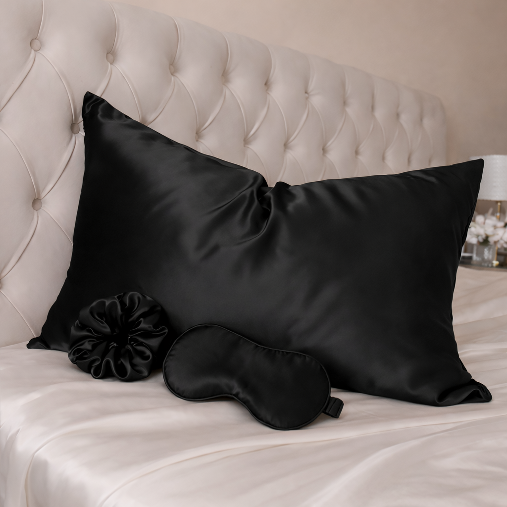 Satin Sleep Essentials Set – Pillowcase, Eye Mask & Scrunchie