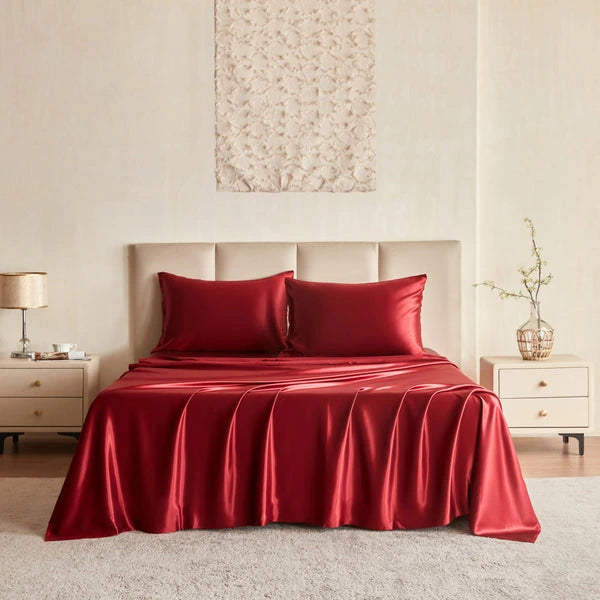 4 Pcs Premium Satin Silk Bedsheet