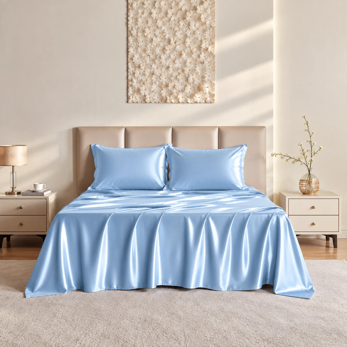 4 Pcs Premium Satin Silk Bedsheet
