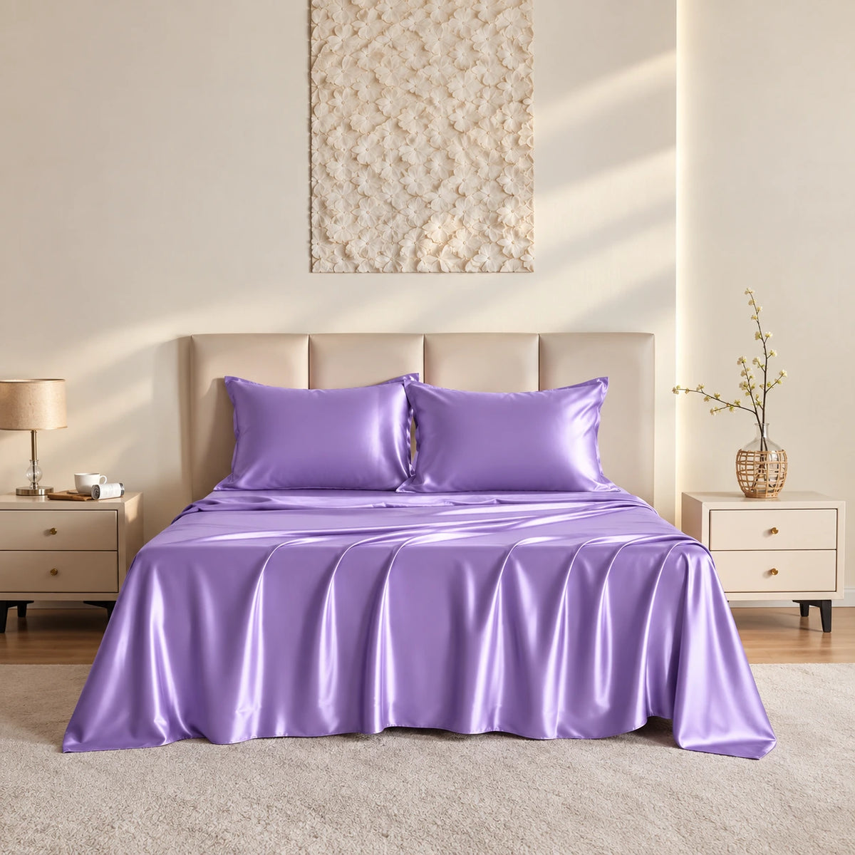 4 Pcs Premium Satin Silk Bedsheet