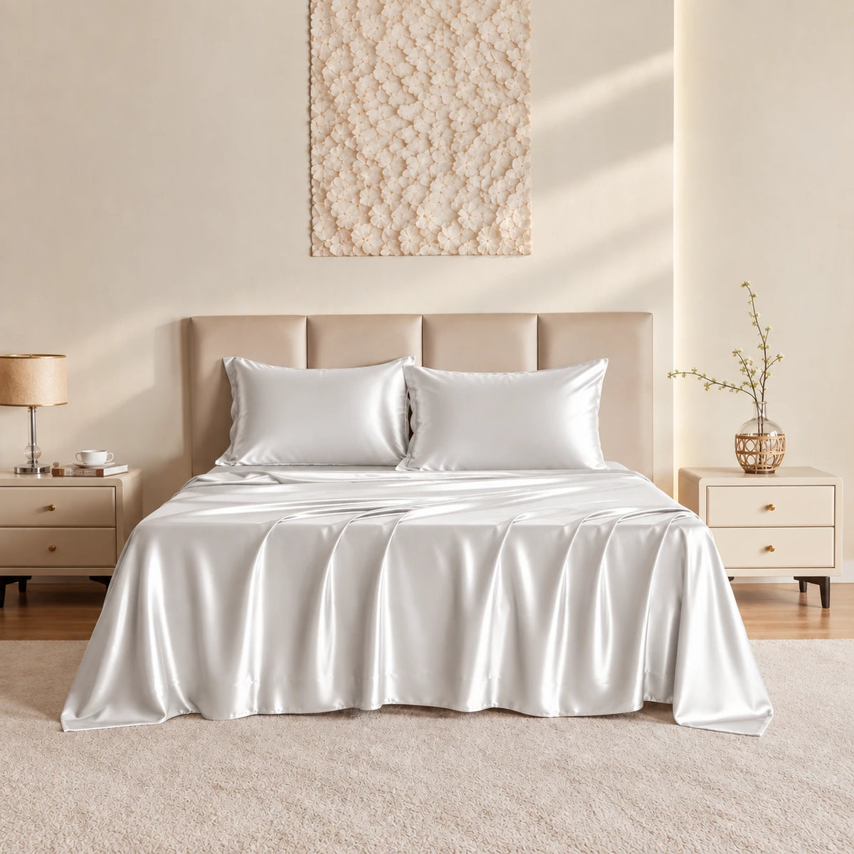 4 Pcs Premium Satin Silk Bedsheet