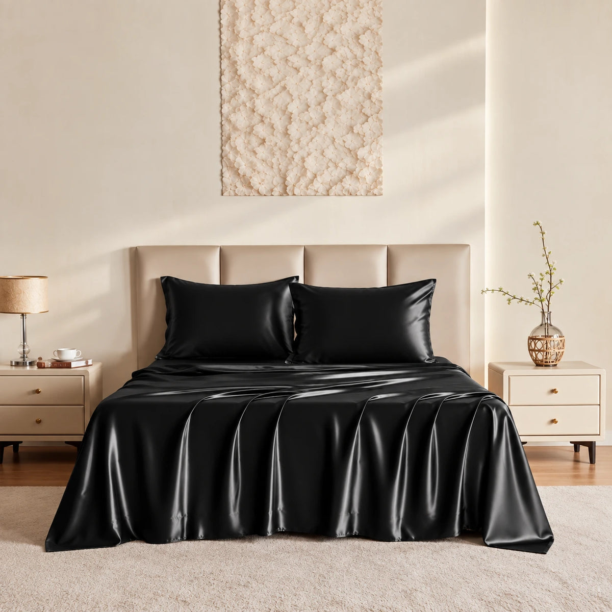4 Pcs Premium Satin Silk Bedsheet