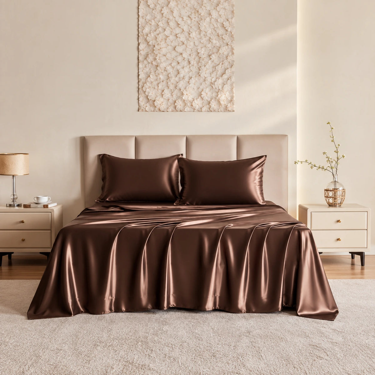 4 Pcs Premium Satin Silk Bedsheet