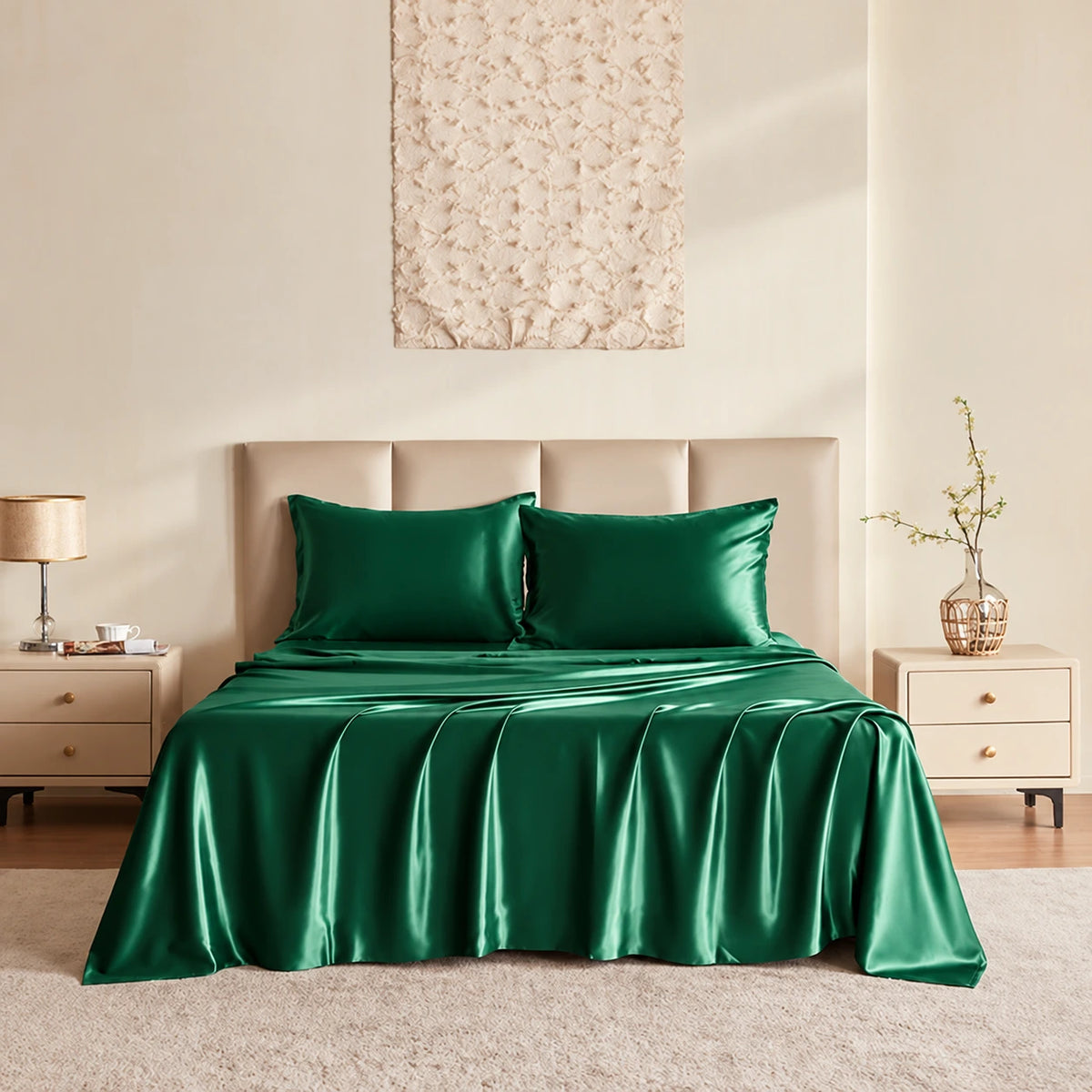 4 Pcs Premium Satin Silk Bedsheet