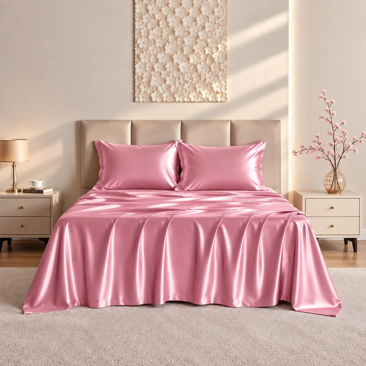4 Pcs Premium Satin Silk Bedsheet